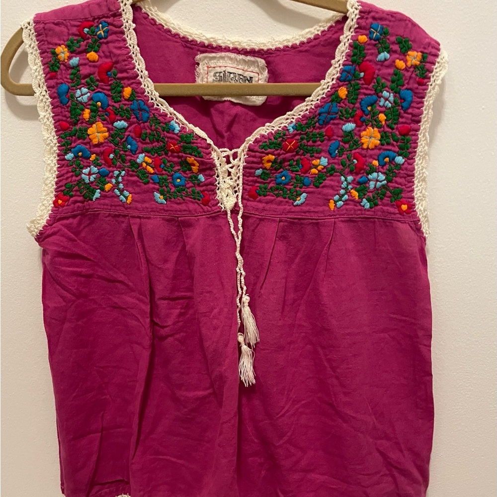 Pink Bohemian Embroidered Top